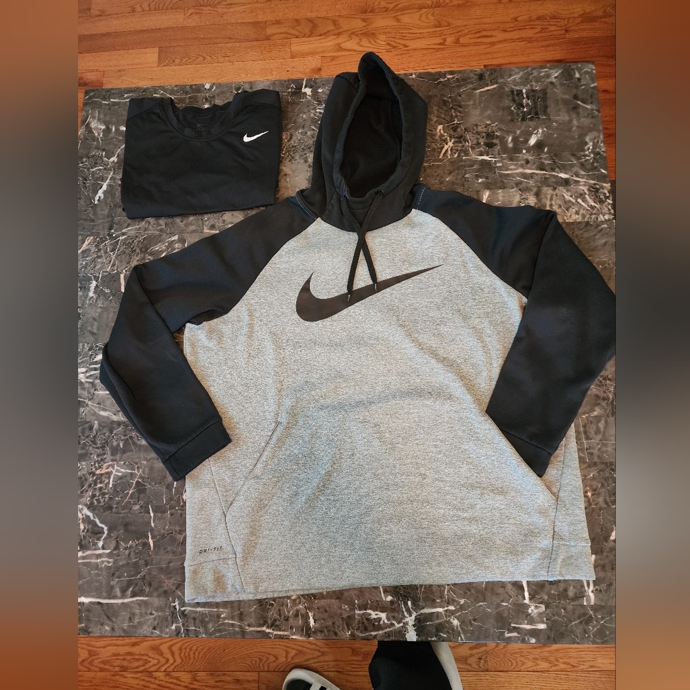 XXL Gray Nike Hoodie And XL Black Nike Shirt